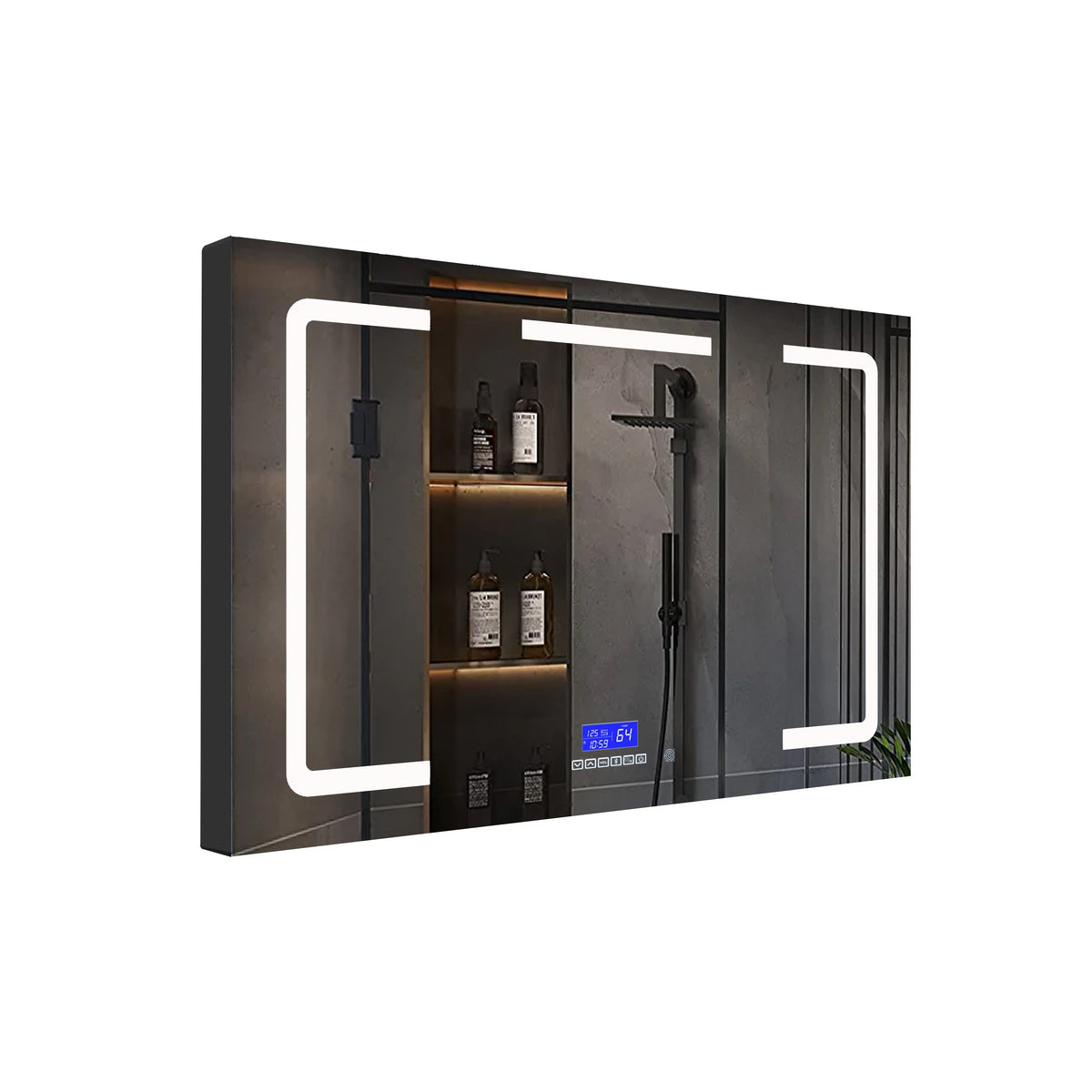 Lexora Lesina 48 in. W x 36 in. H Surface-Mount LED Mirror Medicine Cabinet with Defogger
