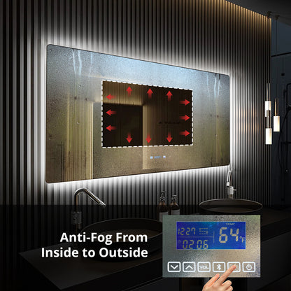 Lexora Lugano 60 in. W x 32 in. H LED Bathroom Vanity Mirror
