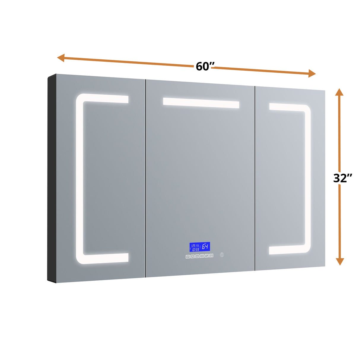 Lexora Lesina 60 in. W x 32 in. H Surface-Mount LED Mirror Medicine Cabinet with Defogger