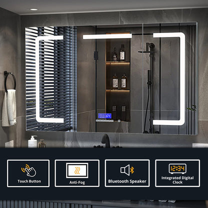 Lexora Lesina 60 in. W x 36 in. H Surface-Mount LED Mirror Medicine Cabinet with Defogger