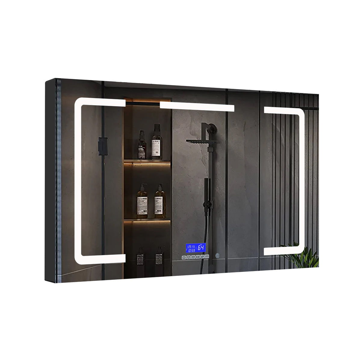 Lexora Lesina 60 in. W x 36 in. H Surface-Mount LED Mirror Medicine Cabinet with Defogger