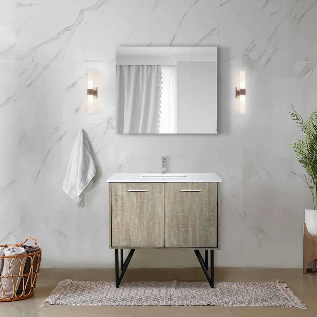 Lexora Lancy 36 in. Rustic Acacia Single Sink Bath Vanity