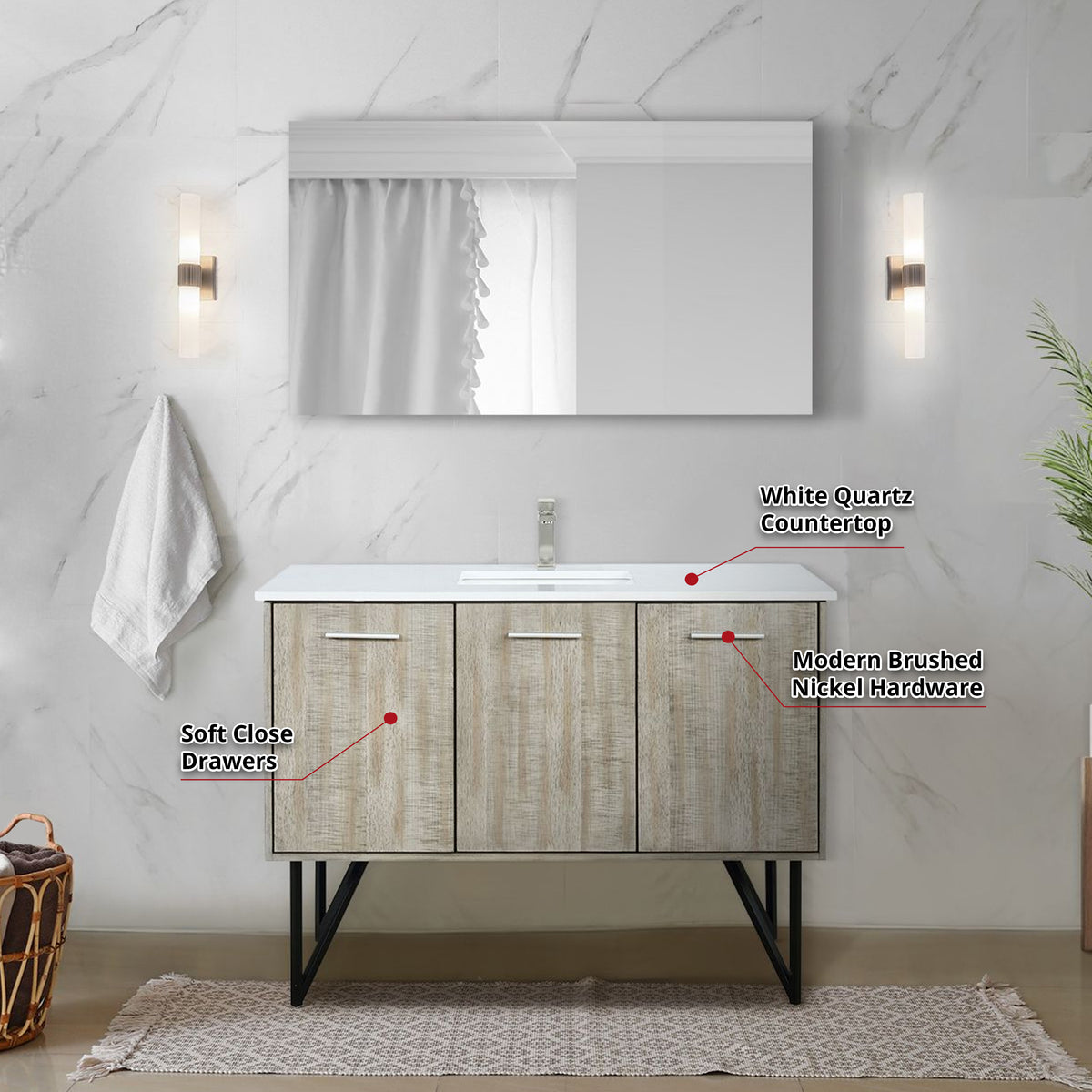 Lexora Lancy 48 in. Rustic Acacia Single Sink Bath Vanity