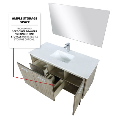 Lexora Lancy 48 in. Rustic Acacia Single Sink Bath Vanity