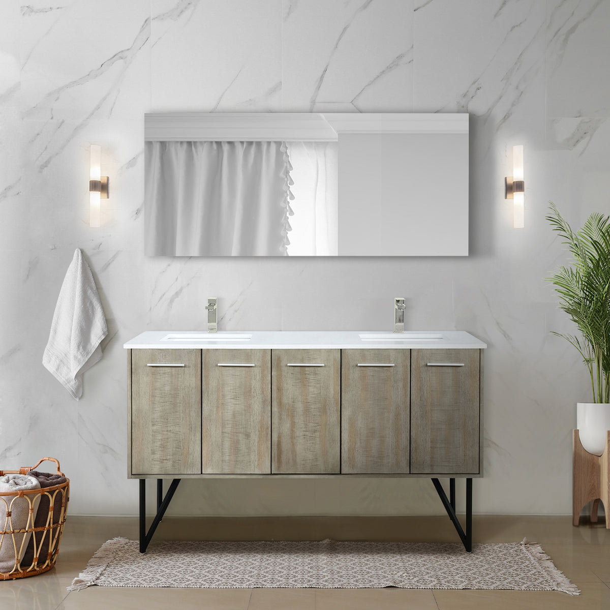 Lexora Lancy 60 in. Rustic Acacia Double Sink Bath Vanity