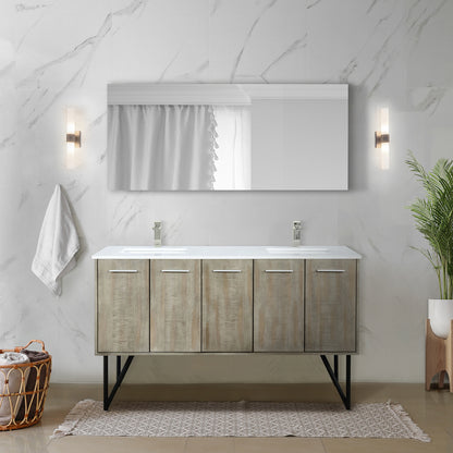 Lexora Lancy 60 in. Rustic Acacia Double Sink Bath Vanity