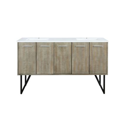 Lexora Lancy 60 in. Rustic Acacia Double Sink Bath Vanity