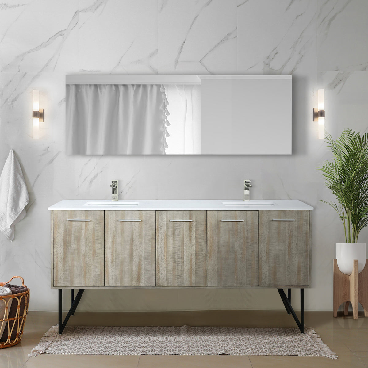 Lexora Lancy 72 in. Rustic Acacia Double Sink Bath Vanity
