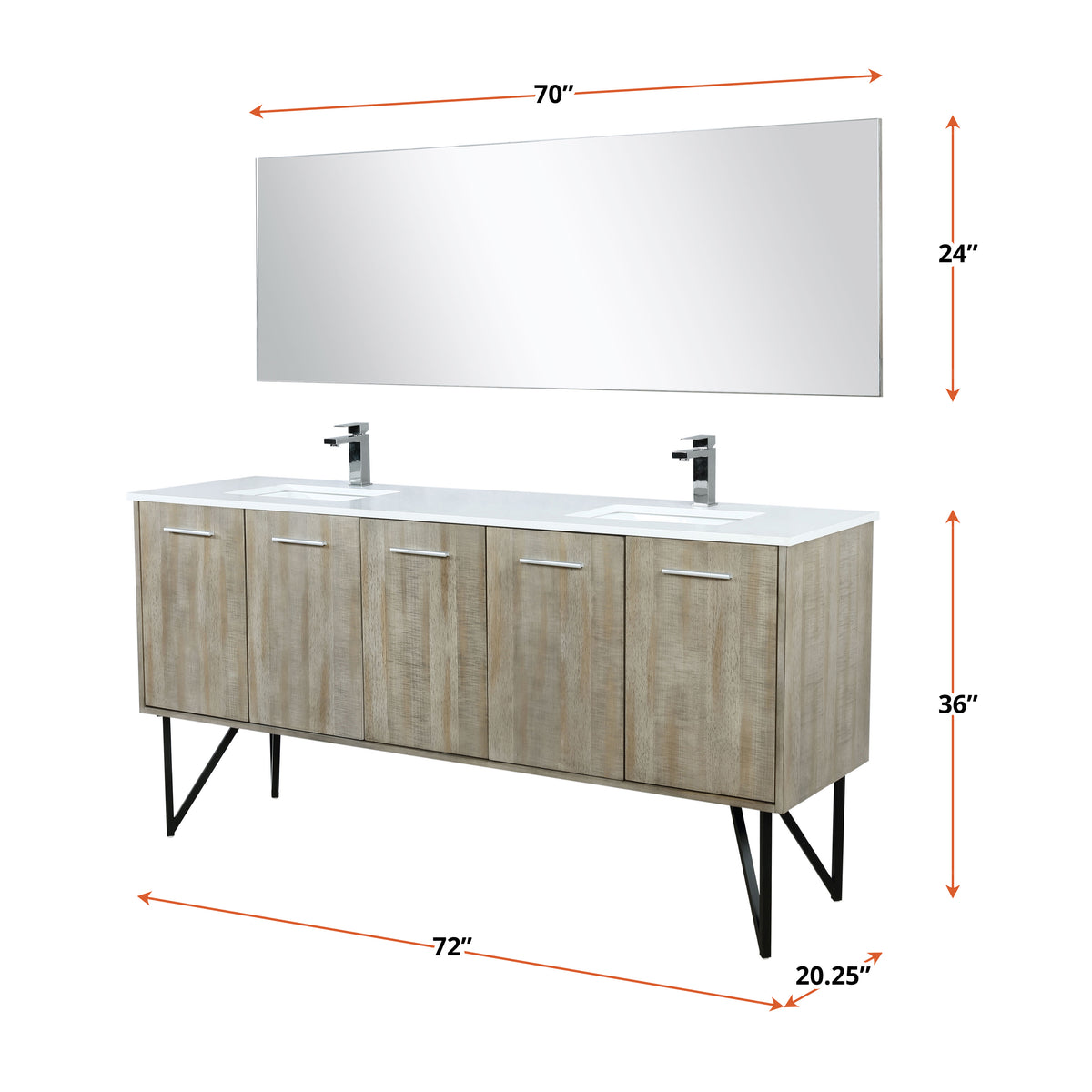 Lexora Lancy 72 in. Rustic Acacia Double Sink Bath Vanity