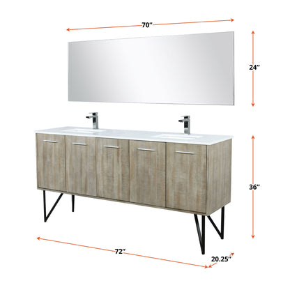 Lexora Lancy 72 in. Rustic Acacia Double Sink Bath Vanity