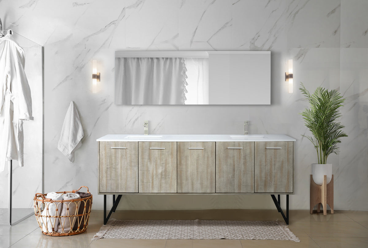 Lexora Lancy 80 in. Rustic Acacia Double Sink Bath Vanity