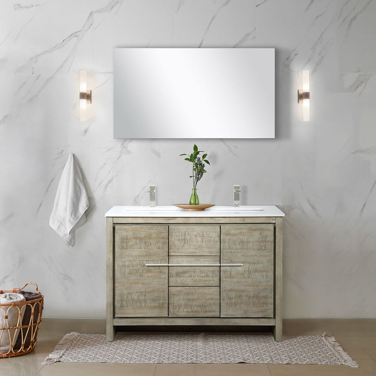 Lexora Lafarre 48 in. Rustic Acacia Double Sink Bath Vanity