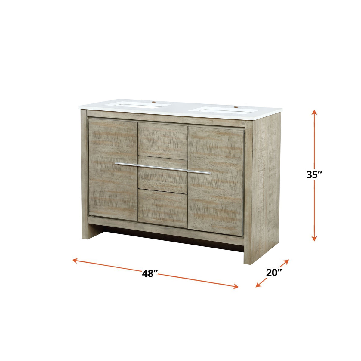 Lexora Lafarre 48 in. Rustic Acacia Double Sink Bath Vanity