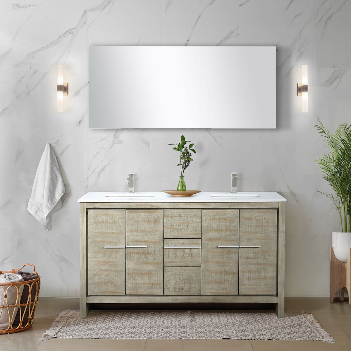 Lexora Lafarre 60 in. Rustic Acacia Double Sink Bath Vanity