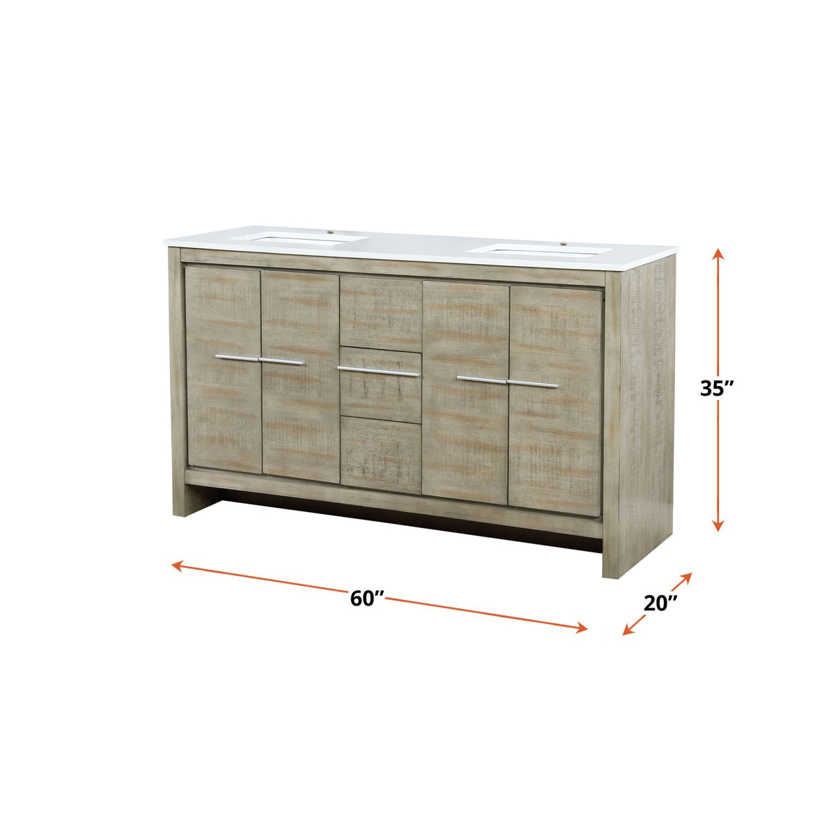 Lexora Lafarre 60 in. Rustic Acacia Double Sink Bath Vanity