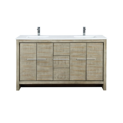 Lexora Lafarre 60 in. Rustic Acacia Double Sink Bath Vanity