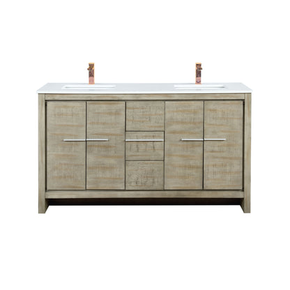Lexora Lafarre 60 in. Rustic Acacia Double Sink Bath Vanity