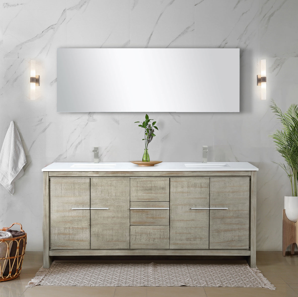 Lexora Lafarre 72 in. Rustic Acacia Double Sink Bath Vanity