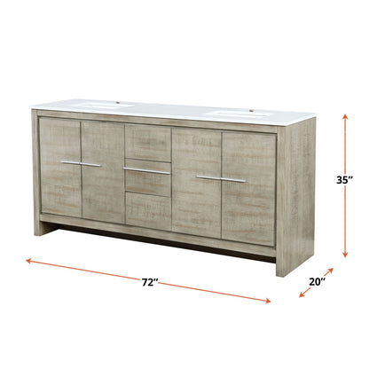 Lexora Lafarre 72 in. Rustic Acacia Double Sink Bath Vanity