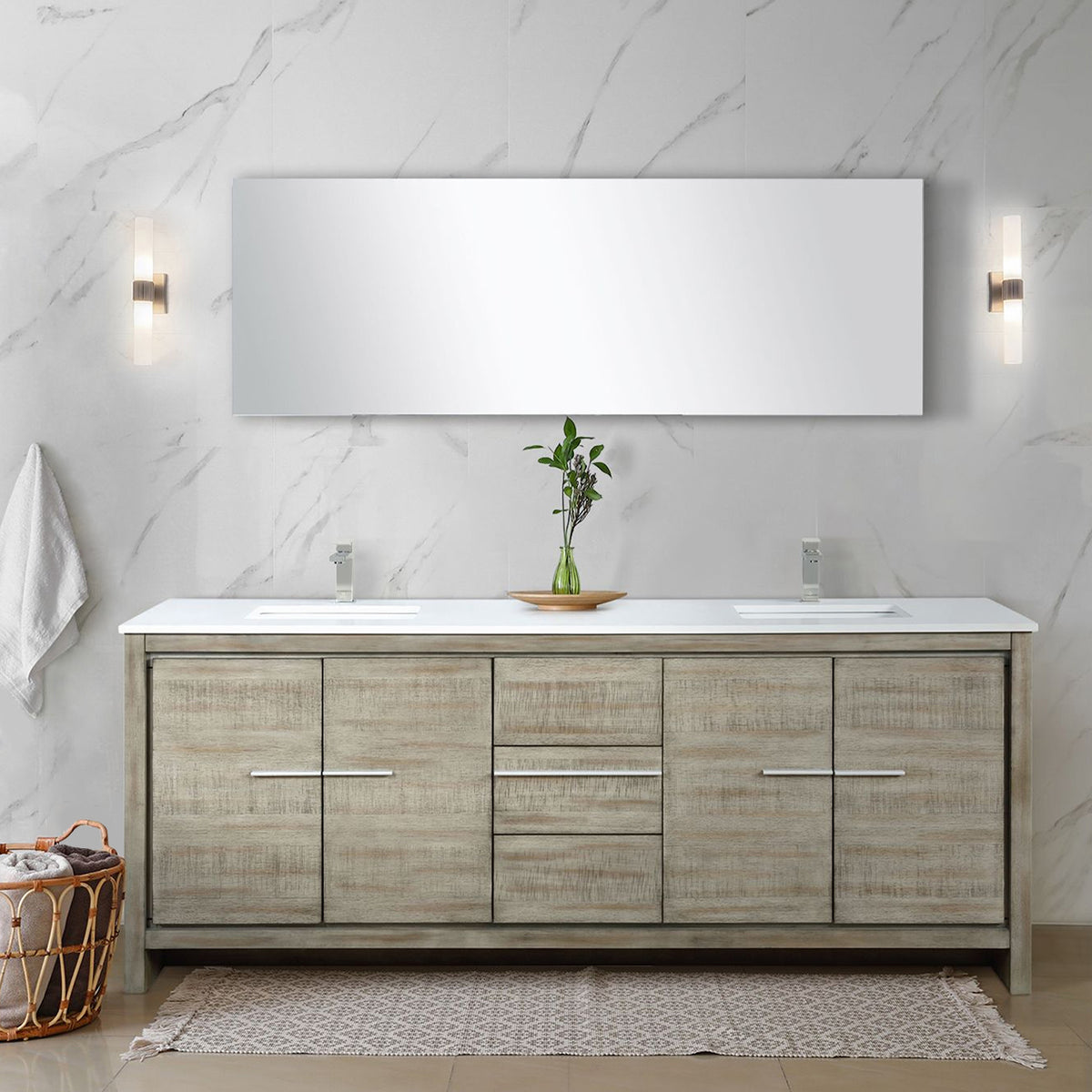 Lexora Lafarre 80 in. Rustic Acacia Double Sink Bath Vanity