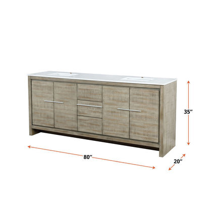 Lexora Lafarre 80 in. Rustic Acacia Double Sink Bath Vanity