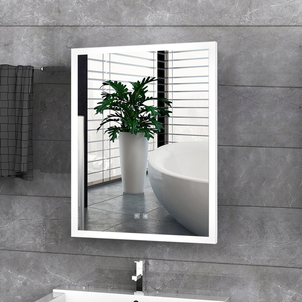 Lexora Aurorium 20 in. W x 28 in. H LED Bathroom Vanity Mirror