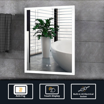 Lexora Aurorium 20 in. W x 28 in. H LED Bathroom Vanity Mirror
