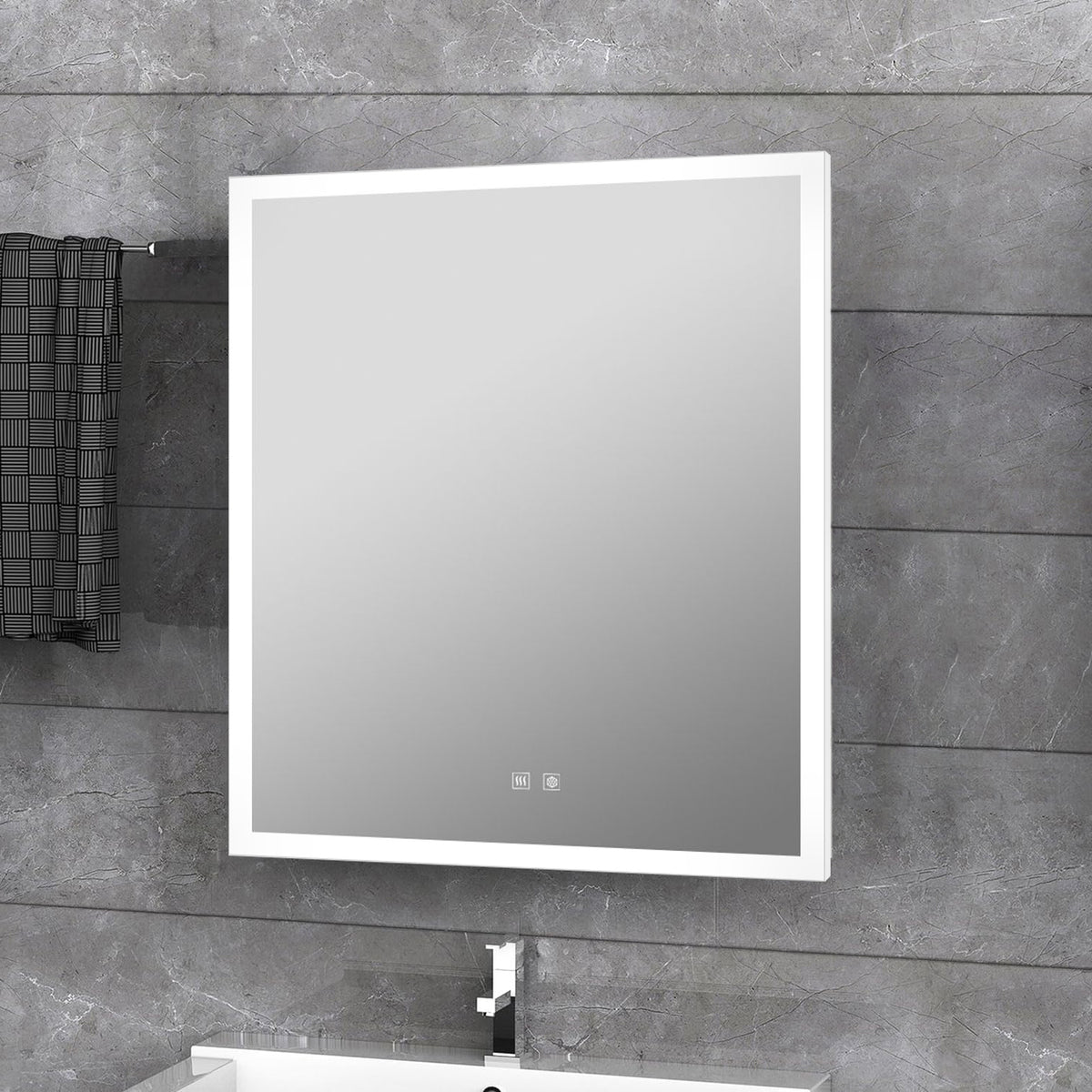 Lexora Aurorium 24 in. W x 28 in. H LED Bathroom Vanity Mirror
