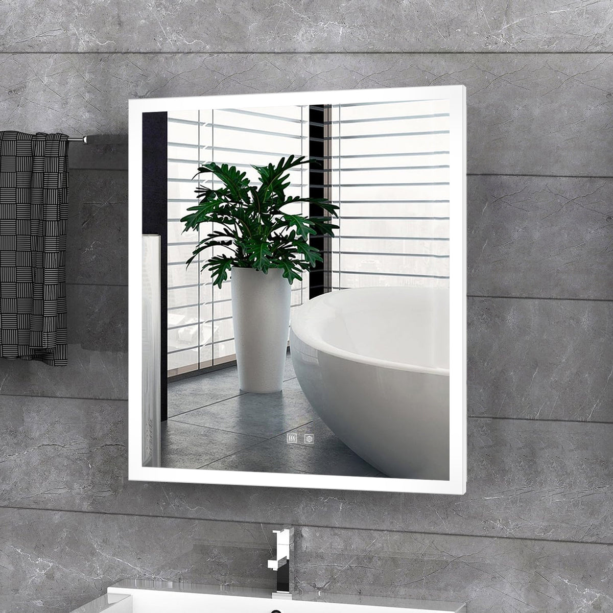 Lexora Aurorium 24 in. W x 28 in. H LED Bathroom Vanity Mirror