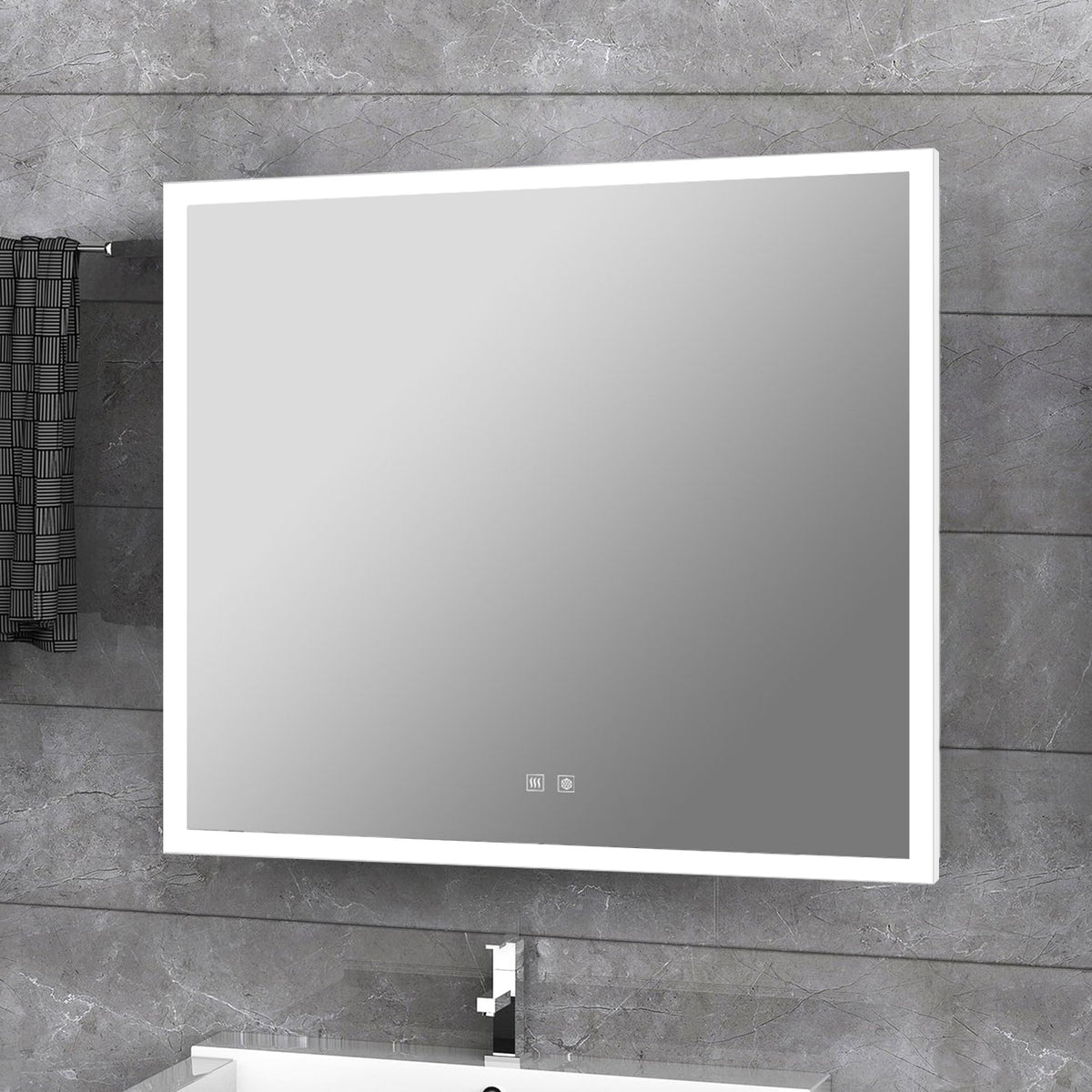Lexora Aurorium 30 in. W x 28 in. H LED Bathroom Vanity Mirror
