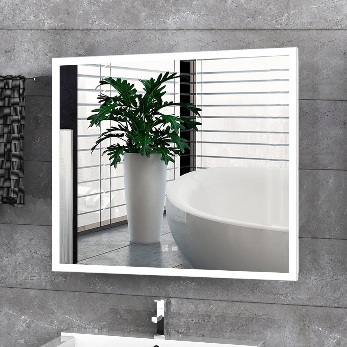 Lexora Aurorium 30 in. W x 28 in. H LED Bathroom Vanity Mirror