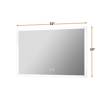 Lexora Aurorium 32 in. W x 24 in. H LED Bathroom Vanity Mirror