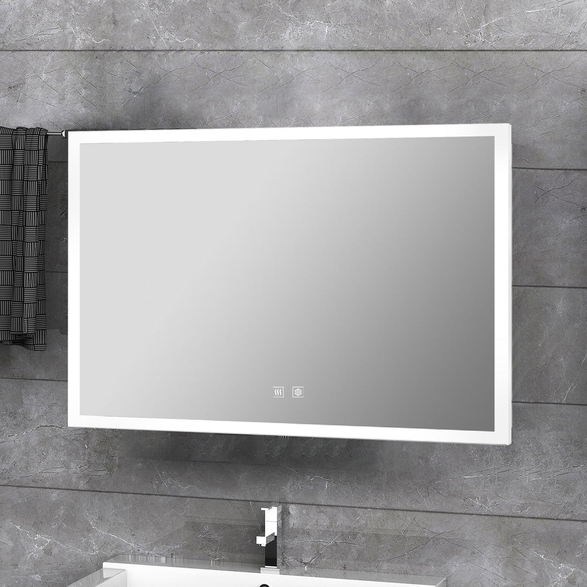Lexora Aurorium 32 in. W x 24 in. H LED Bathroom Vanity Mirror