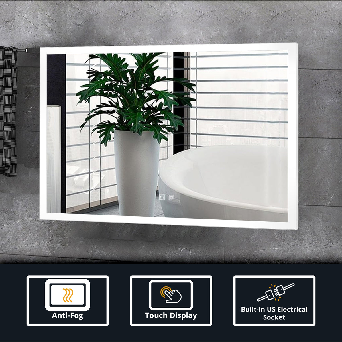 Lexora Aurorium 32 in. W x 24 in. H LED Bathroom Vanity Mirror