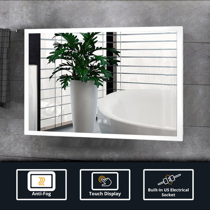 Lexora Aurorium 32 in. W x 24 in. H LED Bathroom Vanity Mirror