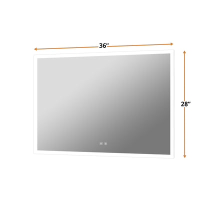 Lexora Aurorium 36 in. W x 28 in. H LED Bathroom Vanity Mirror