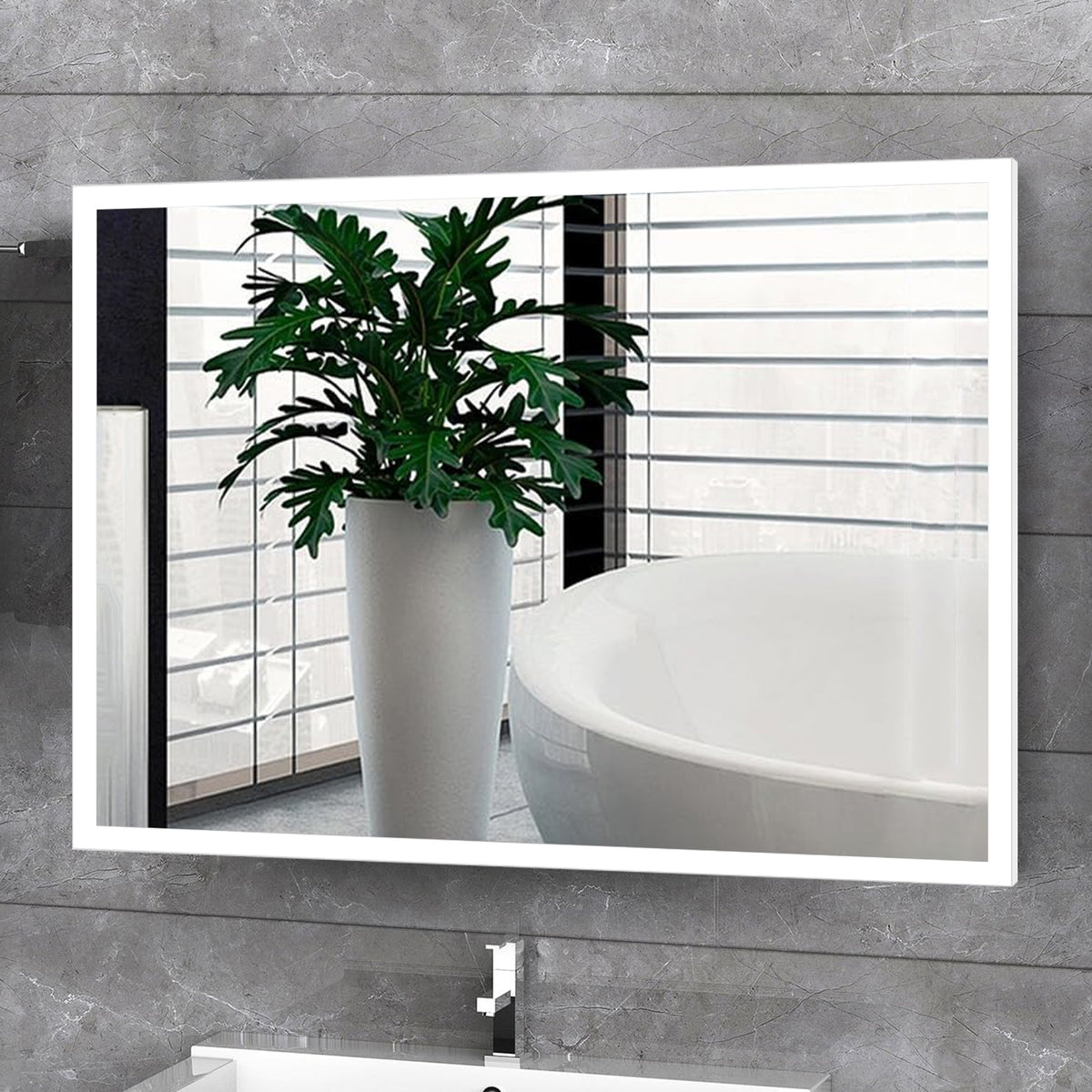 Lexora Aurorium 36 in. W x 28 in. H LED Bathroom Vanity Mirror