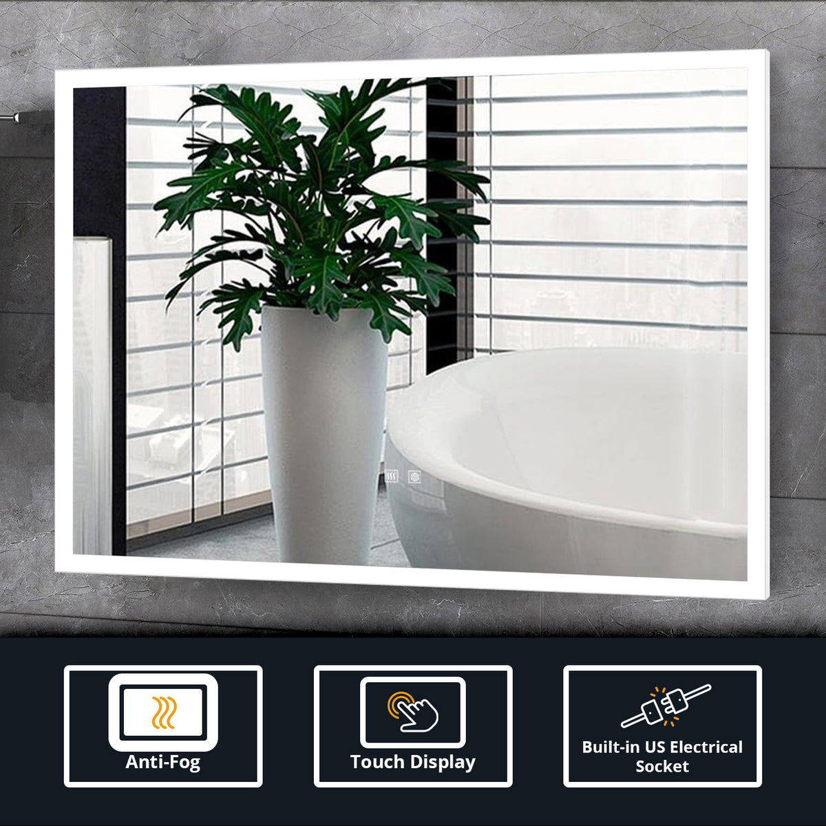 Lexora Aurorium 36 in. W x 28 in. H LED Bathroom Vanity Mirror