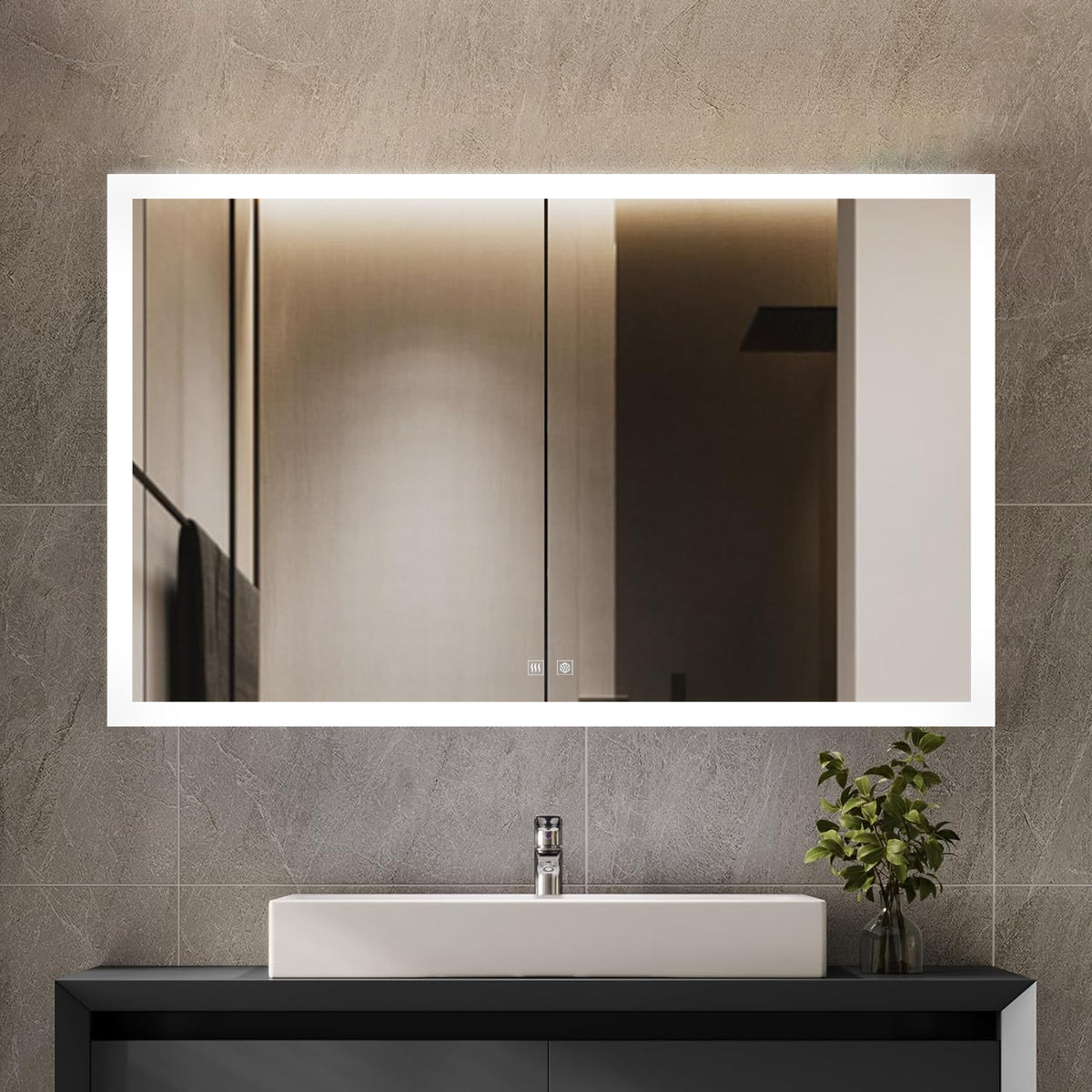 Lexora Aurorium 40 in. W x 28 in. H LED Bathroom Vanity Mirror