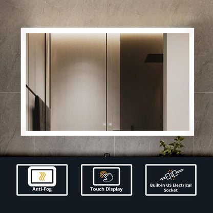 Lexora Aurorium 40 in. W x 28 in. H LED Bathroom Vanity Mirror