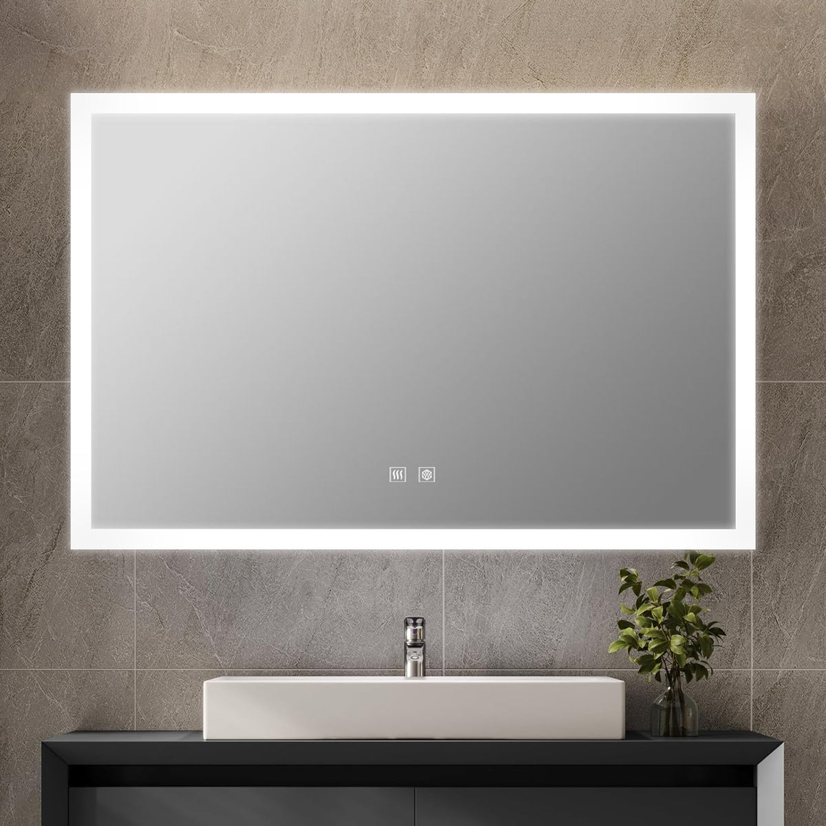 Lexora Aurorium 48 in. W x 32 in. H LED Bathroom Vanity Mirror