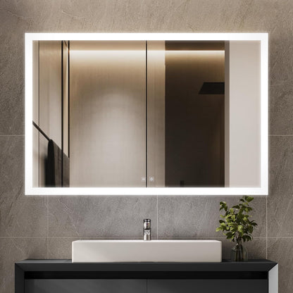 Lexora Aurorium 48 in. W x 32 in. H LED Bathroom Vanity Mirror