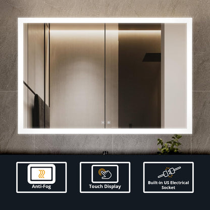 Lexora Aurorium 48 in. W x 32 in. H LED Bathroom Vanity Mirror