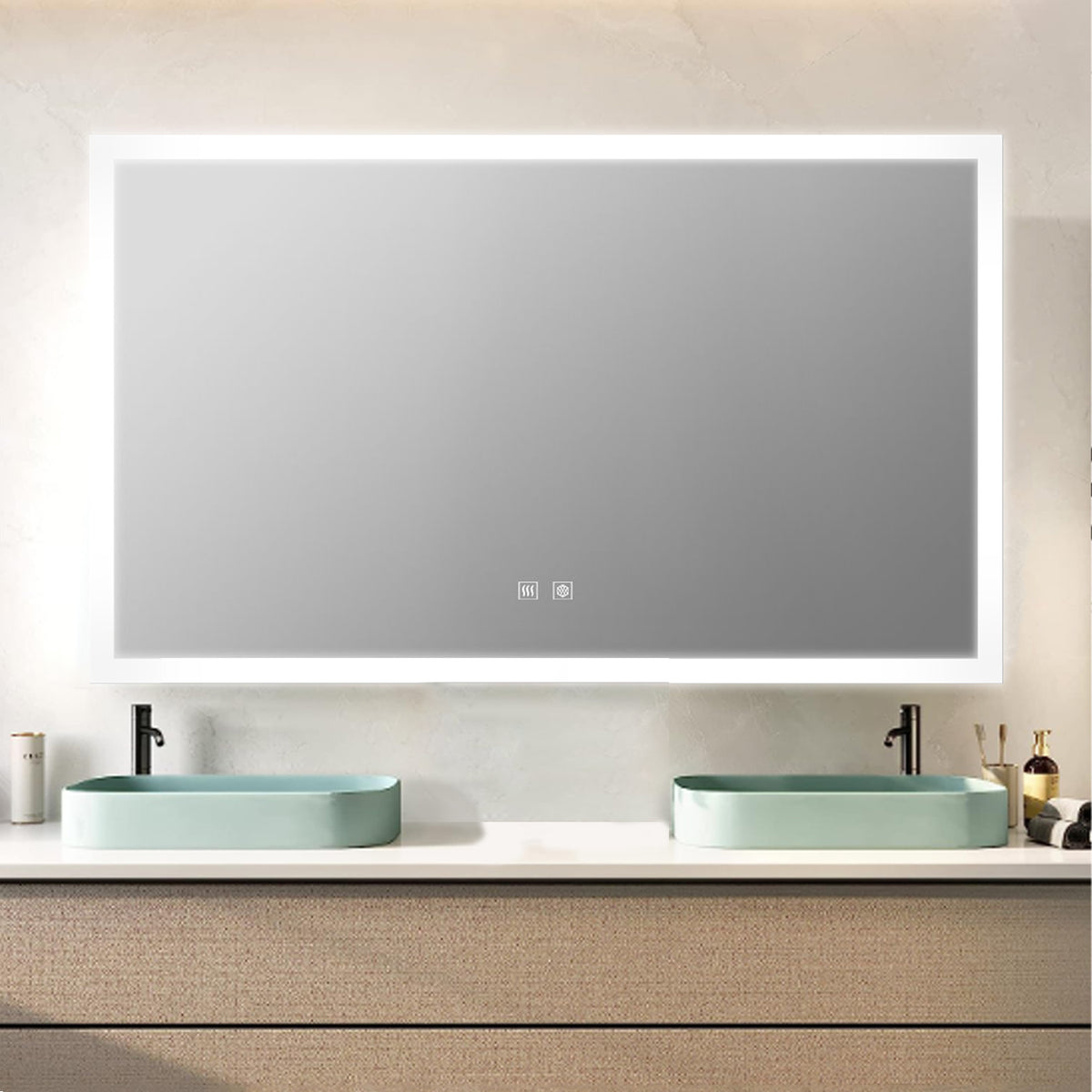 Lexora Aurorium 60 in. W x 32 in. H LED Bathroom Vanity Mirror