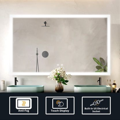 Lexora Aurorium 60 in. W x 32 in. H LED Bathroom Vanity Mirror