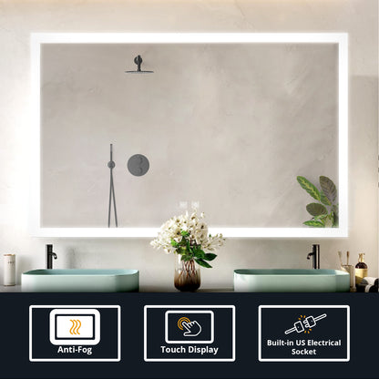 Lexora Aurorium 60 in. W x 36 in. H LED Bathroom Vanity Mirror