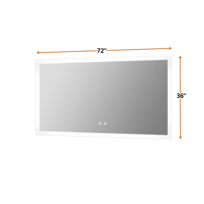 Lexora Aurorium 72 in. W x 36 in. H LED Bathroom Vanity Mirror