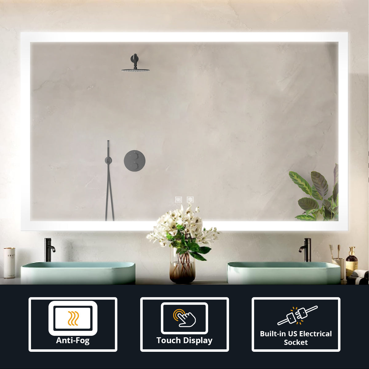 Lexora Aurorium 72 in. W x 36 in. H LED Bathroom Vanity Mirror