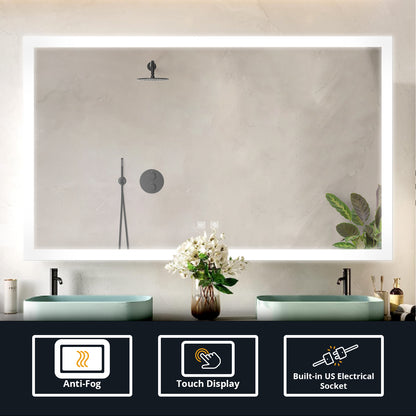 Lexora Aurorium 72 in. W x 36 in. H LED Bathroom Vanity Mirror
