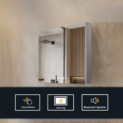 Lexora Corsica 20 in W x 28 in H Surface-Mount LED Mirror Medicine Cabinet with Defogger)